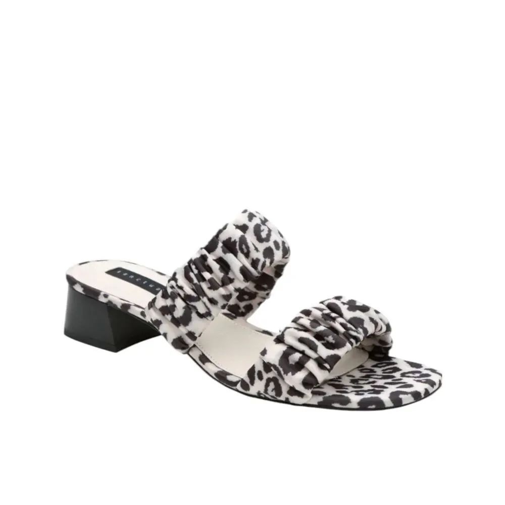 Anthropologie Sandals NEW in Box Sanctuary Slides Snow Leopard Black Size 6.5